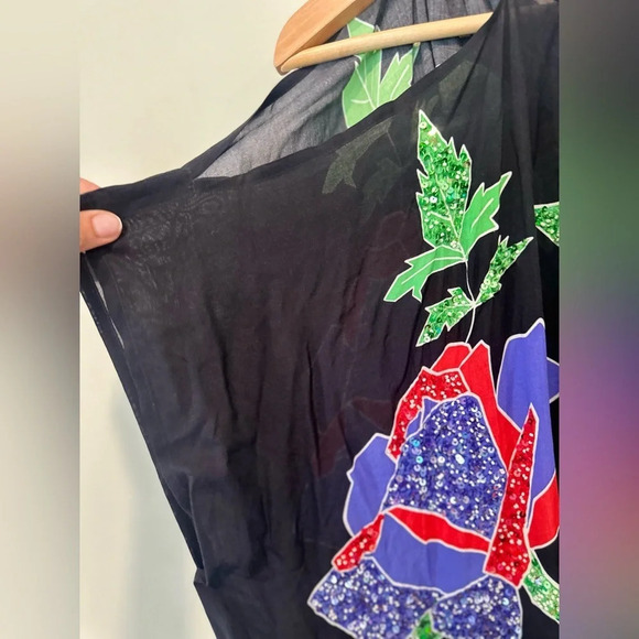 Verandah Togg Sunset Hand-Beaded Cold-Shoulder Maxi Dress. Size Medium - Picture 7 of 13